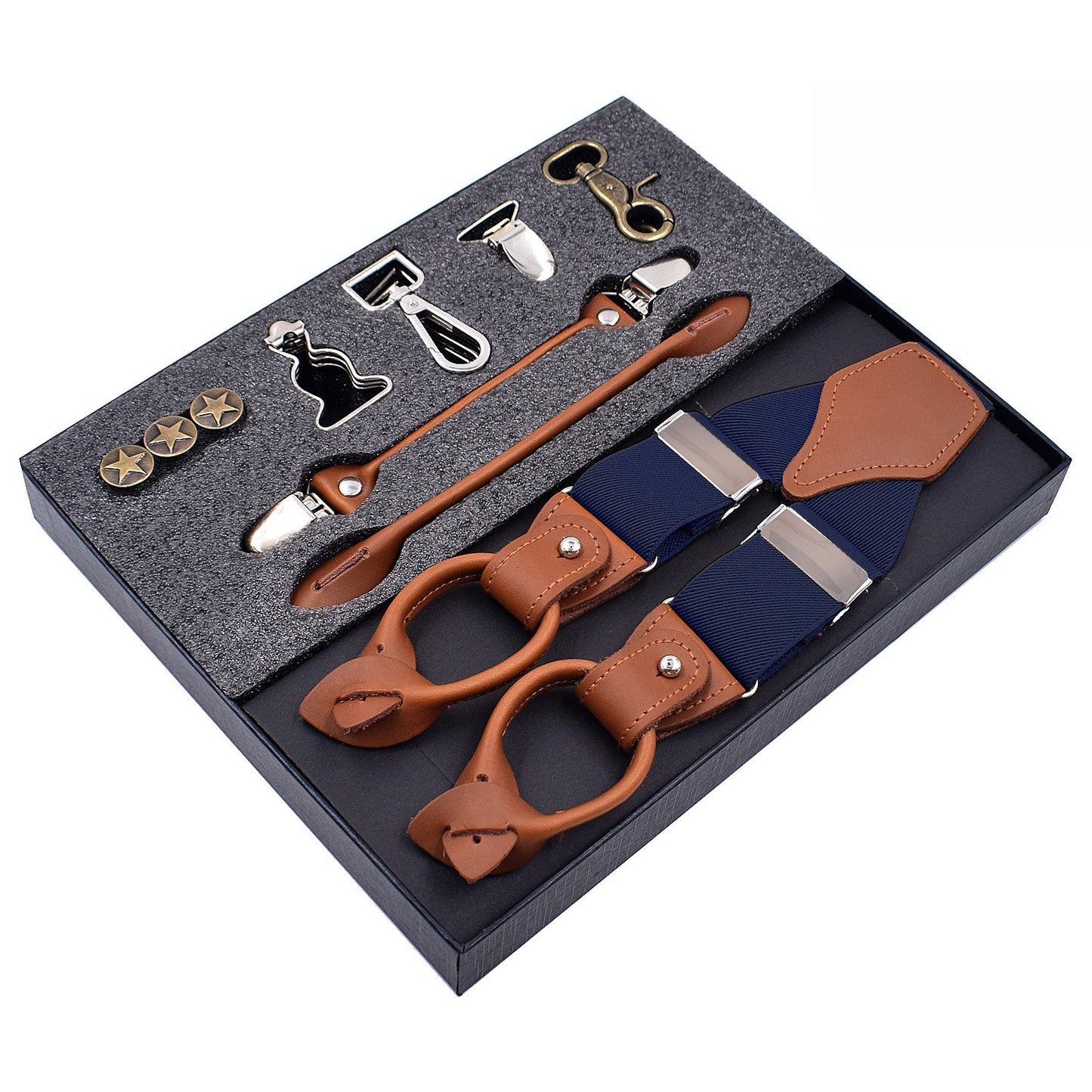 Navy mens suspender set