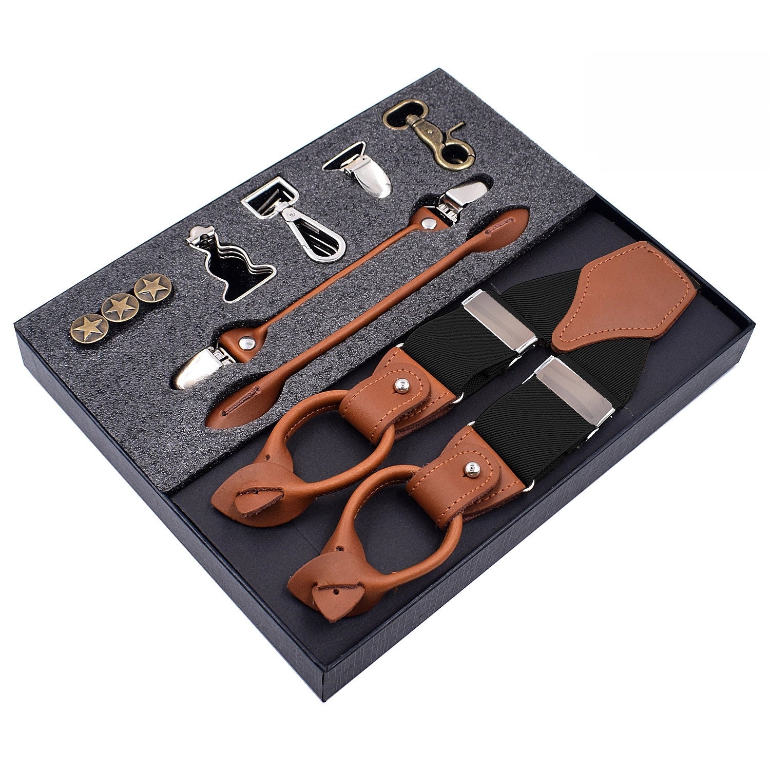black mens suspender set