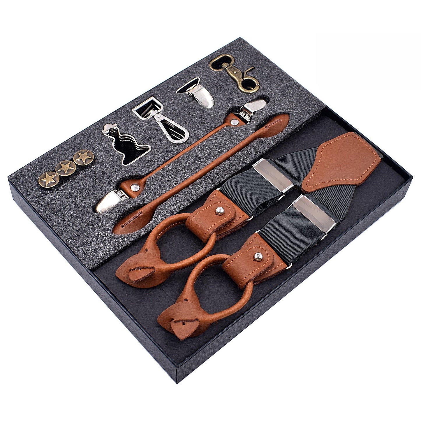 grey mens suspender set